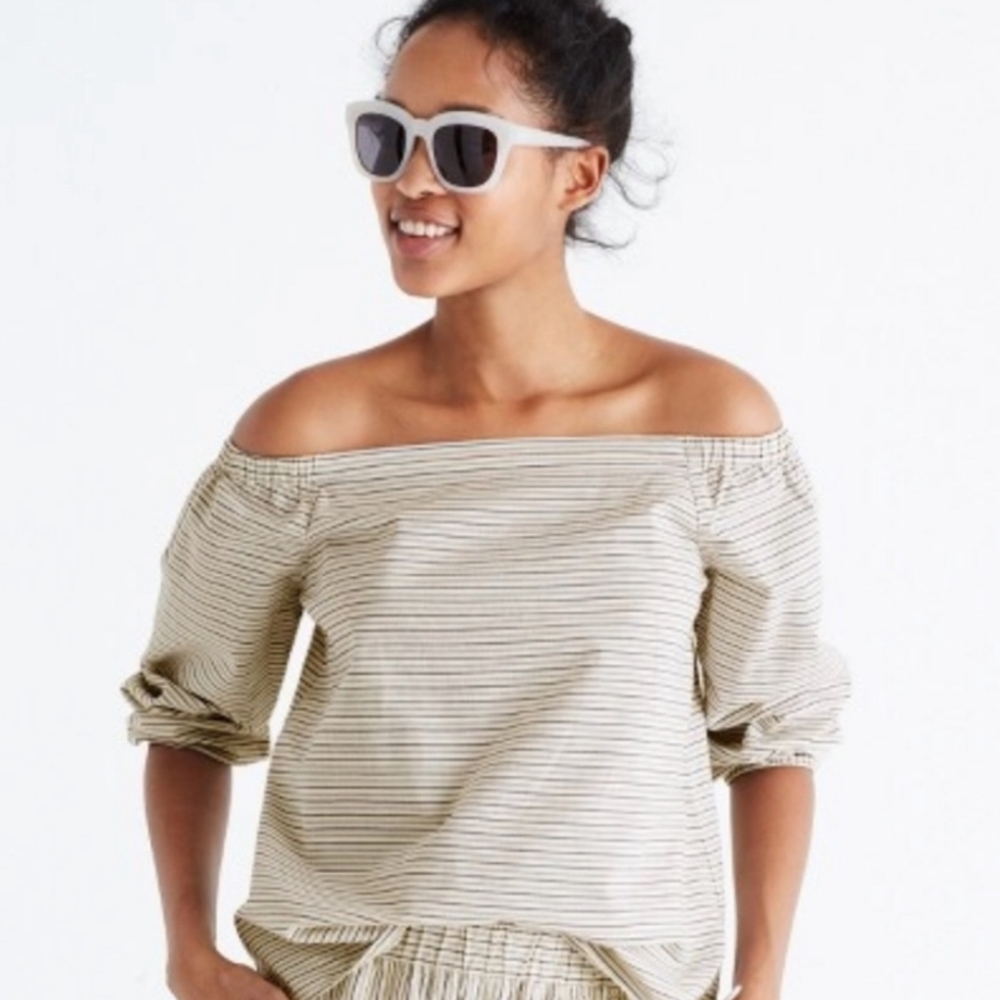 Madewell Jardin Off the Shoulder Striped Top Women's XL